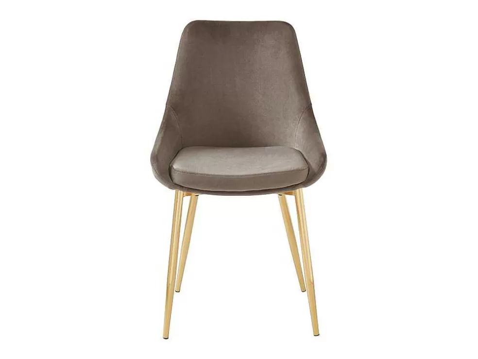 Vente-unique Conjunto De 2 Cadeiras Em Veludo E Metal Dourado Cor Taupe - Masurie* Cadeira