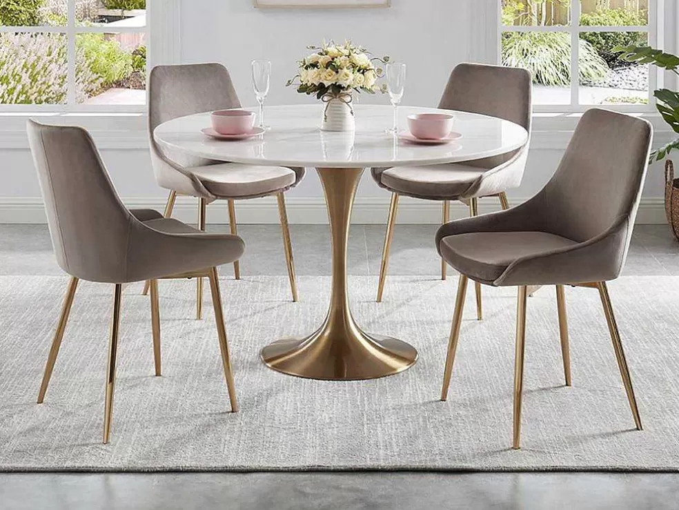 Vente-unique Conjunto De 2 Cadeiras Em Veludo E Metal Dourado Cor Taupe - Masurie* Cadeira