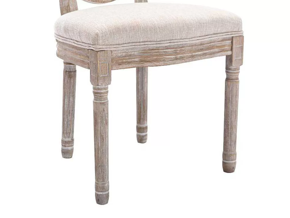Vente-unique Conjunto De 2 Cadeiras Empalhadas, Tecido E Madeira De Hevea Bege - Antoinette* Cadeira