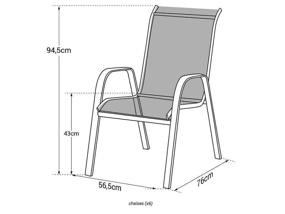 Happy Garden Conjunto De 6 Cadeiras Marbella Em Têxtileno Cinzento - Aluminio Cinzento Antracite* Conjunto Mesa E Cadeiras De Jardim