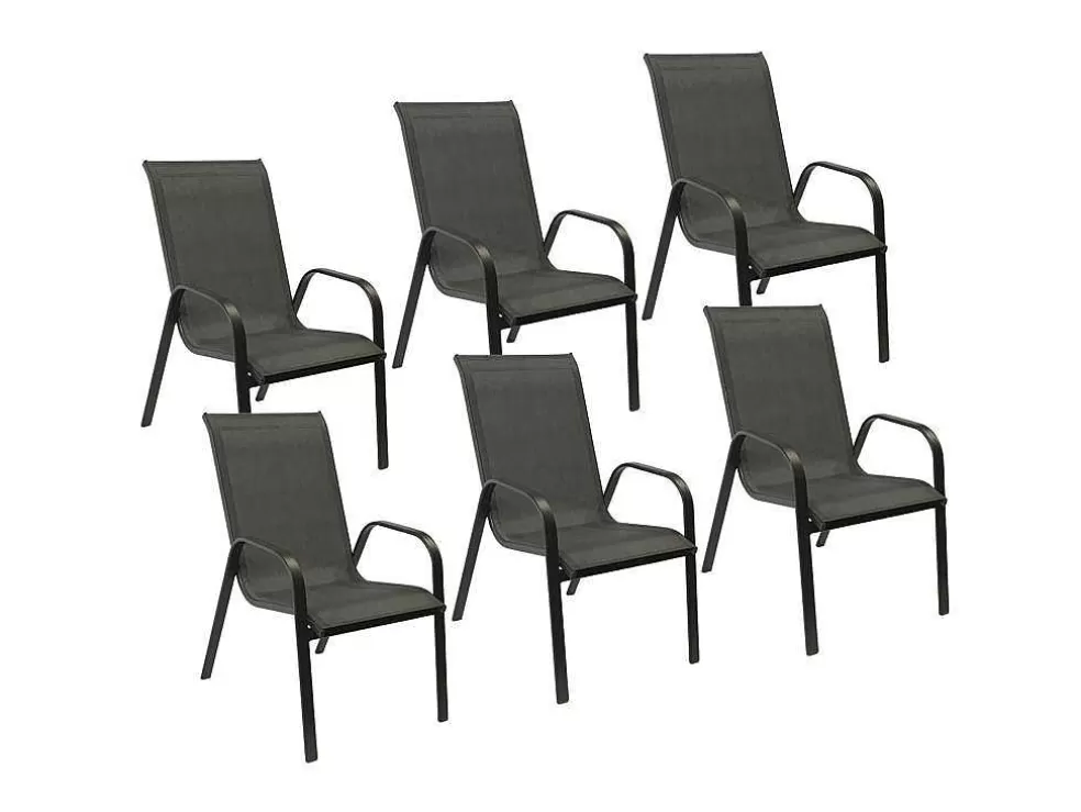 Happy Garden Conjunto De 6 Cadeiras Marbella Em Têxtileno Cinzento - Aluminio Cinzento Antracite* Conjunto Mesa E Cadeiras De Jardim