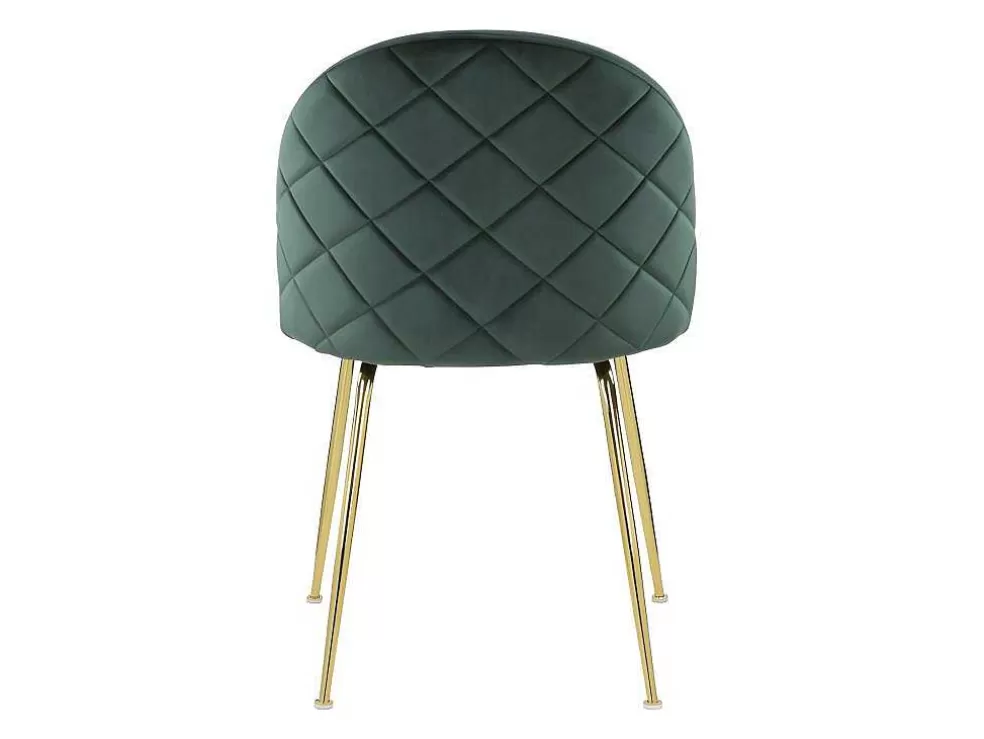 Vente-unique Conjunto De 6 Cadeiras Melbourne - Veludo E Metal Dourado - Verde* Promoções Sala