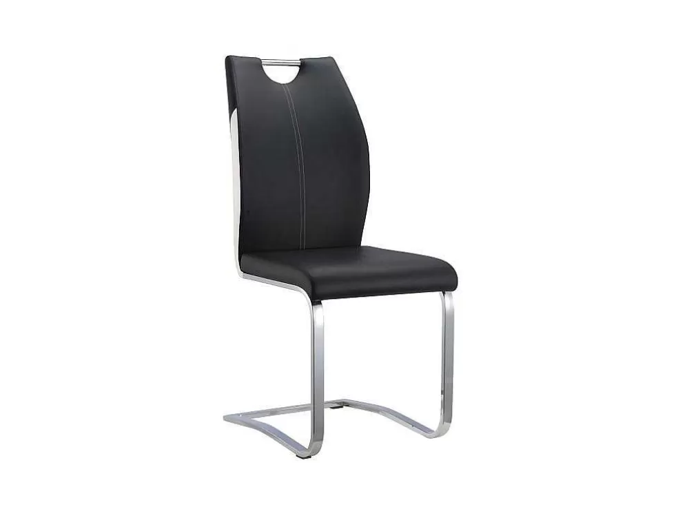 Vente-unique Conjunto De 4 Cadeiras Winch - Pele Sintética Preto E Branco - Pés Em Metal Cromado* Cadeira