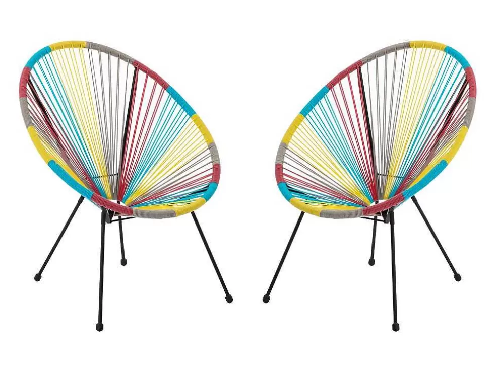 MYLIA Conjunto De 2 Cadeiroes De Jardim Em Fios De Resina Entrancados Multicolor - Alios Iii De * Conjunto Relax De Jardim