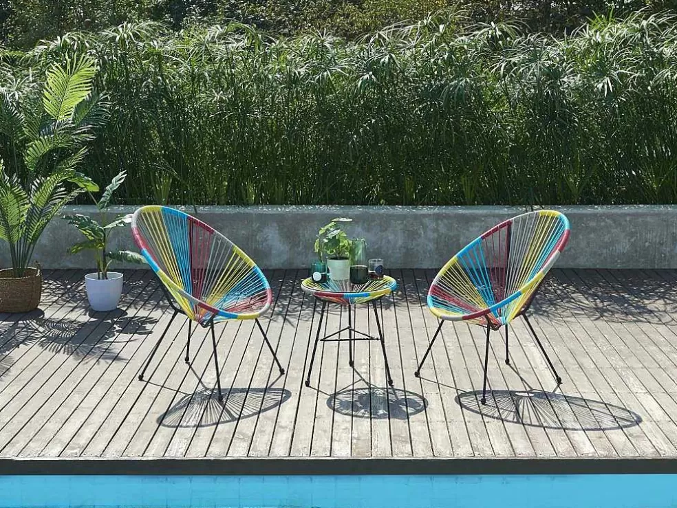 MYLIA Conjunto De 2 Cadeiroes De Jardim Em Fios De Resina Entrancados Multicolor - Alios Iii De * Conjunto Relax De Jardim