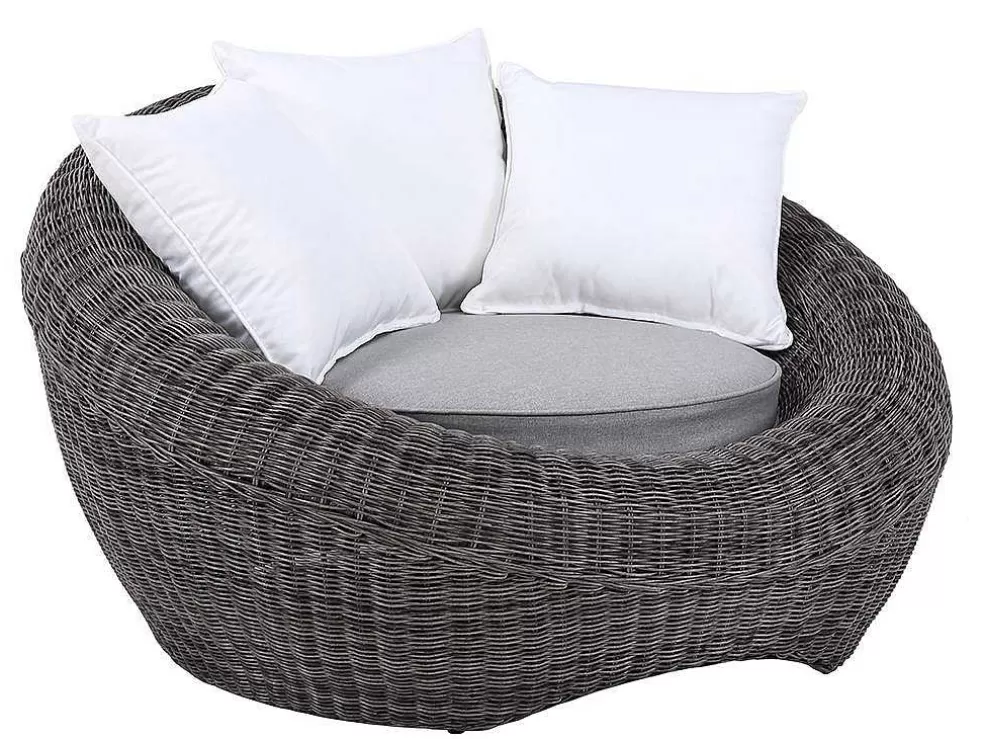 MYLIA Conjunto De 2 Cadeiroes De Jardim Em Resina Entrancada Cor Cinza - Whiteheaven* Conjunto Relax De Jardim
