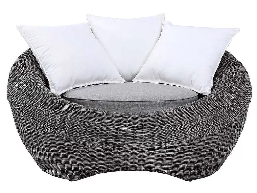 MYLIA Conjunto De 2 Cadeiroes De Jardim Em Resina Entrancada Cor Cinza - Whiteheaven* Conjunto Relax De Jardim