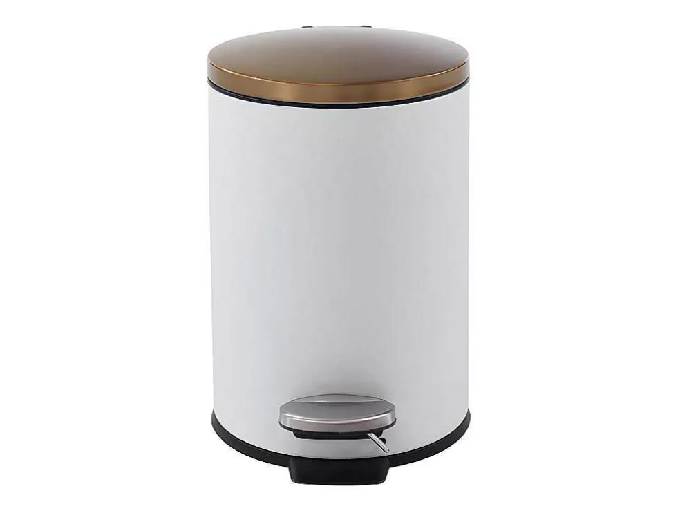 OZAIA Conjunto De 2 Caixotes Do Lixo Com Pedal Em Inox De 30 L E 3 L Cor Branco E Dourado - Pira* Acessórios E Arrumação De Cozinha