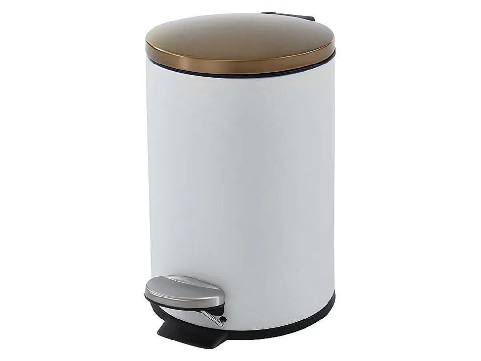 OZAIA Conjunto De 2 Caixotes Do Lixo Com Pedal Em Inox De 30 L E 3 L Cor Branco E Dourado - Pira* Acessórios E Arrumação De Cozinha