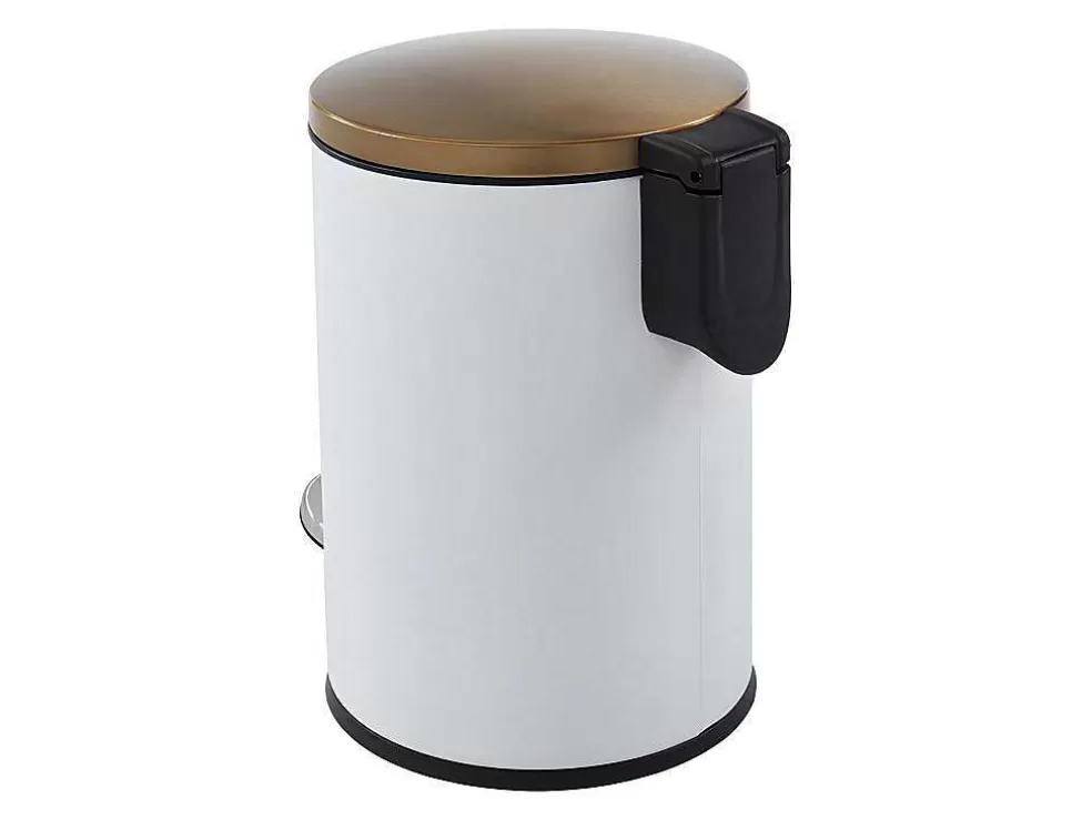 OZAIA Conjunto De 2 Caixotes Do Lixo Com Pedal Em Inox De 30 L E 3 L Cor Branco E Dourado - Pira* Acessórios E Arrumação De Cozinha