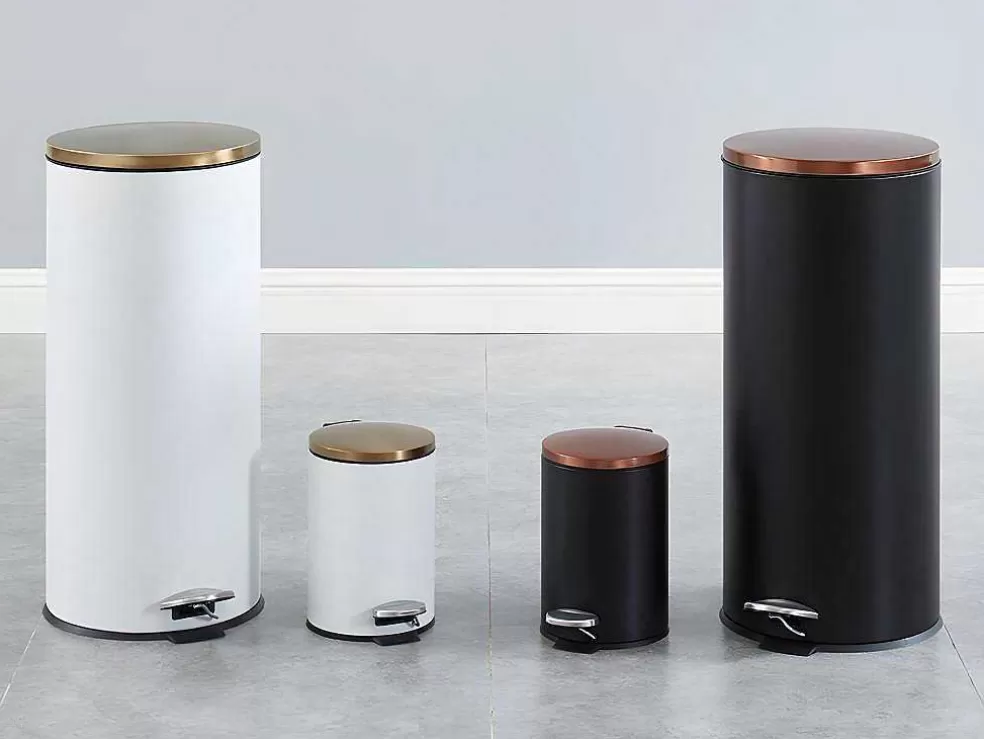 OZAIA Conjunto De 2 Caixotes Do Lixo Com Pedal Em Inox De 30 L E 3 L Cor Preto E Cobre - Pira* Acessórios E Arrumação De Cozinha