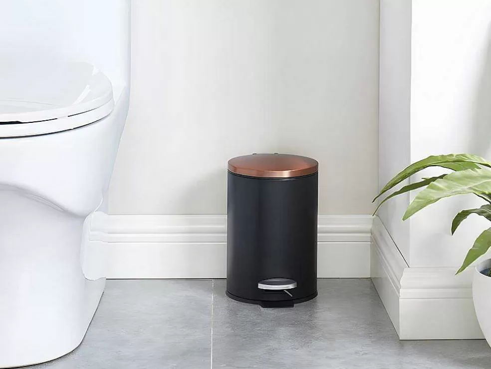 OZAIA Conjunto De 2 Caixotes Do Lixo Com Pedal Em Inox De 30 L E 3 L Cor Preto E Cobre - Pira* Acessórios E Arrumação De Cozinha