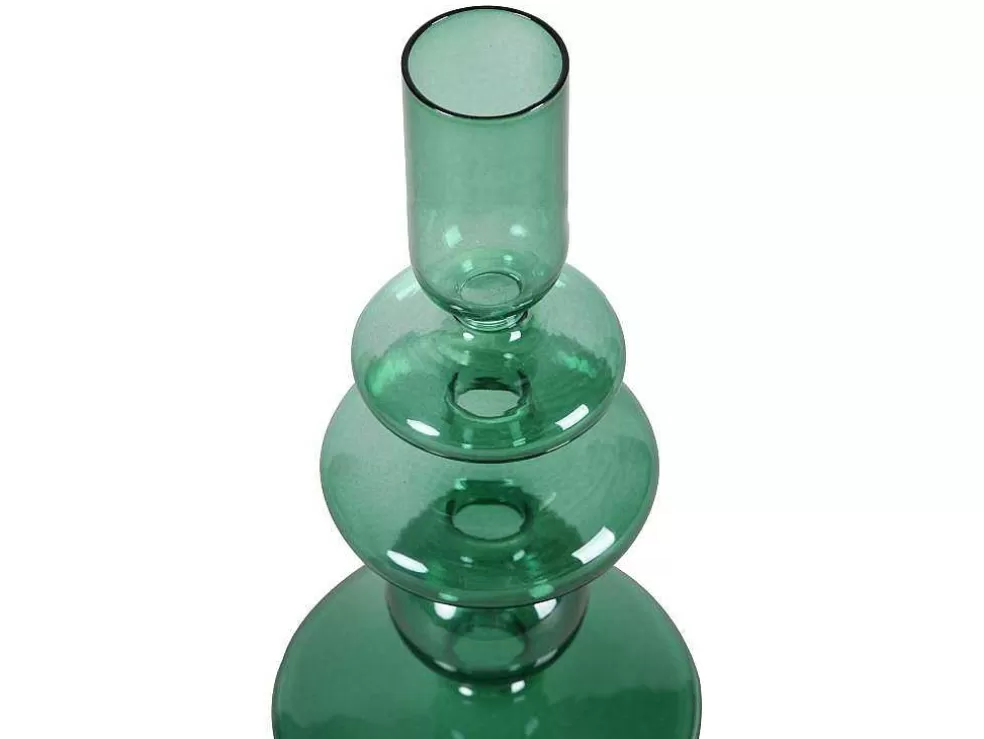 OZAIA Conjunto De 2 Castiçais D. 9 X A. 21 Cm E D. 9 E A. 18,5 Cm Vidro Verde - Kandie* Promoções Decoração