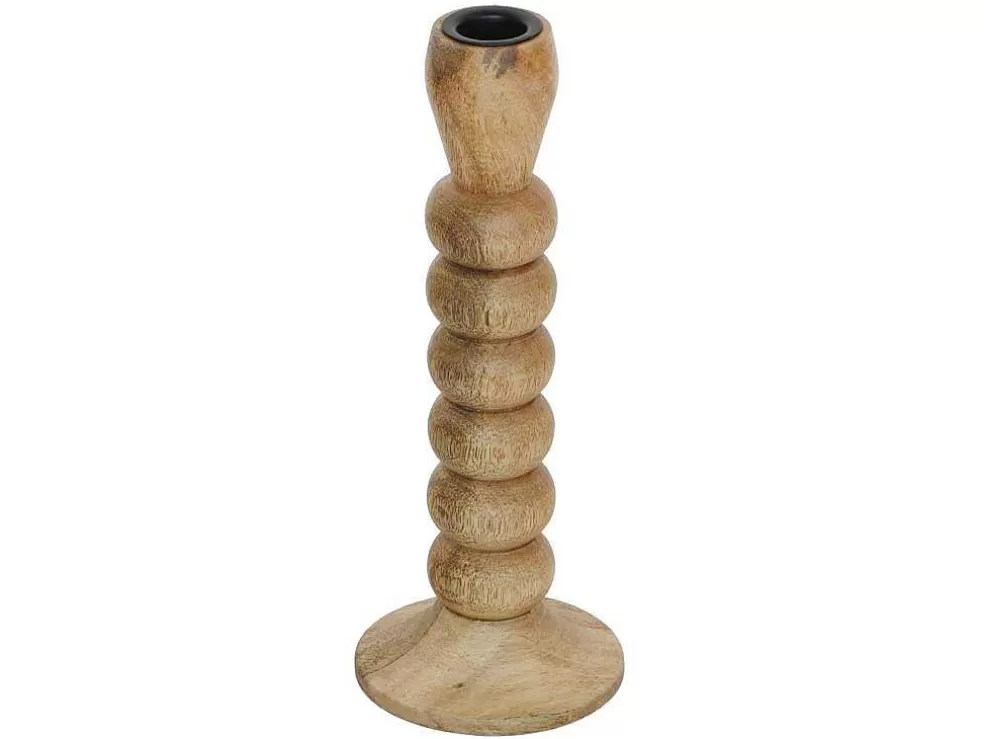 OZAIA Conjunto De 2 Castiçais Em Madeira De Mangueira A.23 Cm Natural - Fainin* Promoções Decoração