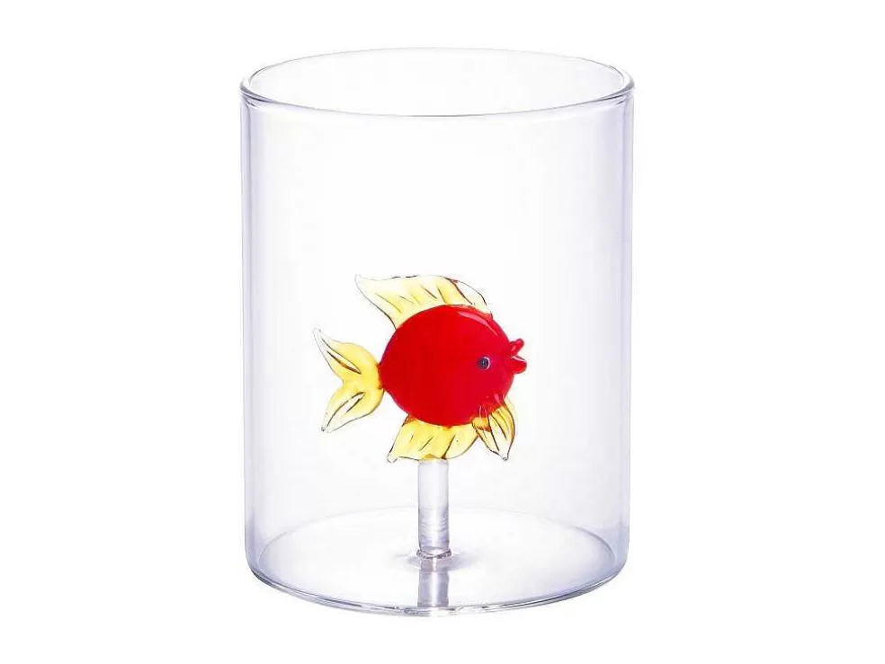 OZAIA Conjunto De 4 Copos Animais, Vidro Soprado Transparente E Vermelho D7,5 X A9,5 Cm - Apuna* Louça E Utensílios De Cozinha