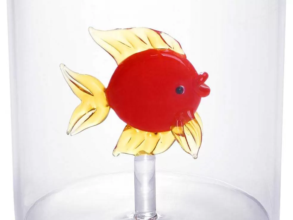OZAIA Conjunto De 4 Copos Animais, Vidro Soprado Transparente E Vermelho D7,5 X A9,5 Cm - Apuna* Louça E Utensílios De Cozinha