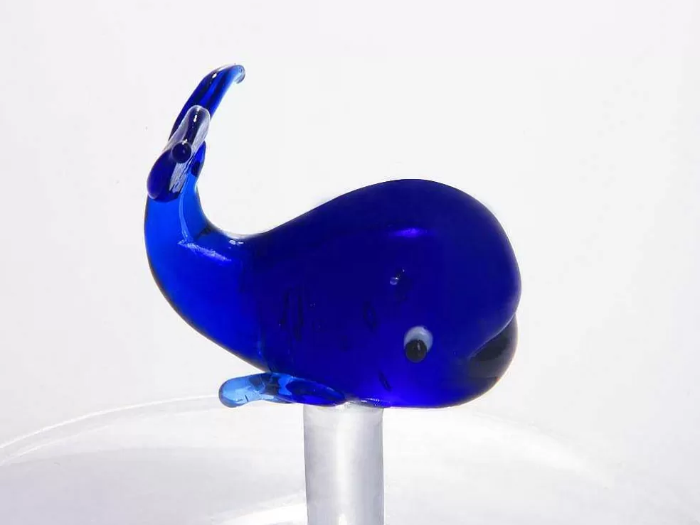 OZAIA Conjunto De 4 Copos Com Animais, Baleias E Cavalos-Marinhos, Transparente E Azul D.7,5 X A.9,5 Cm - Parasa* Louça E Utensílios De Cozinha