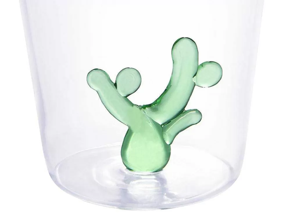 OZAIA Conjunto De 4 Copos Com Cactos Transparente E Verde D.8 X A.10 Cm - Puntia* Louça E Utensílios De Cozinha