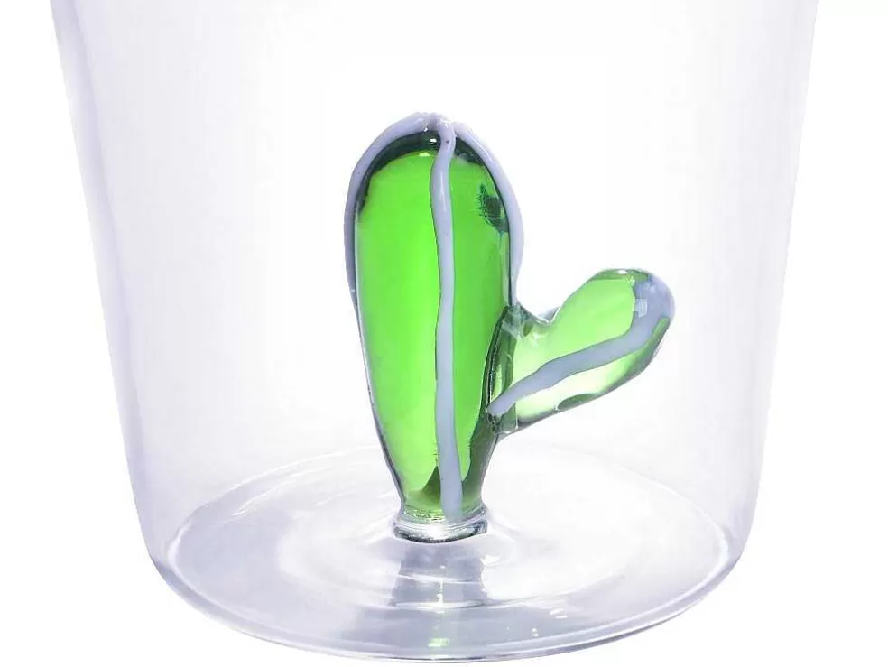 OZAIA Conjunto De 4 Copos Com Cactos Transparente E Verde D.8 X A.10 Cm - Puntia* Louça E Utensílios De Cozinha