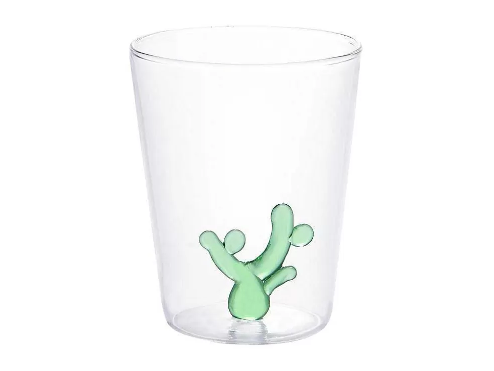 OZAIA Conjunto De 4 Copos Com Cactos Transparente E Verde D.8 X A.10 Cm - Puntia* Louça E Utensílios De Cozinha
