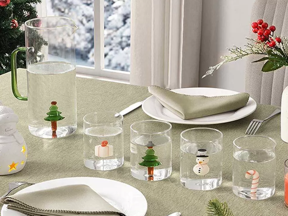 OZAIA Conjunto De 4 Copos Com Motivos De Natal D.7,5 X A.9,5 Cm - Scopa* Louça E Utensílios De Cozinha
