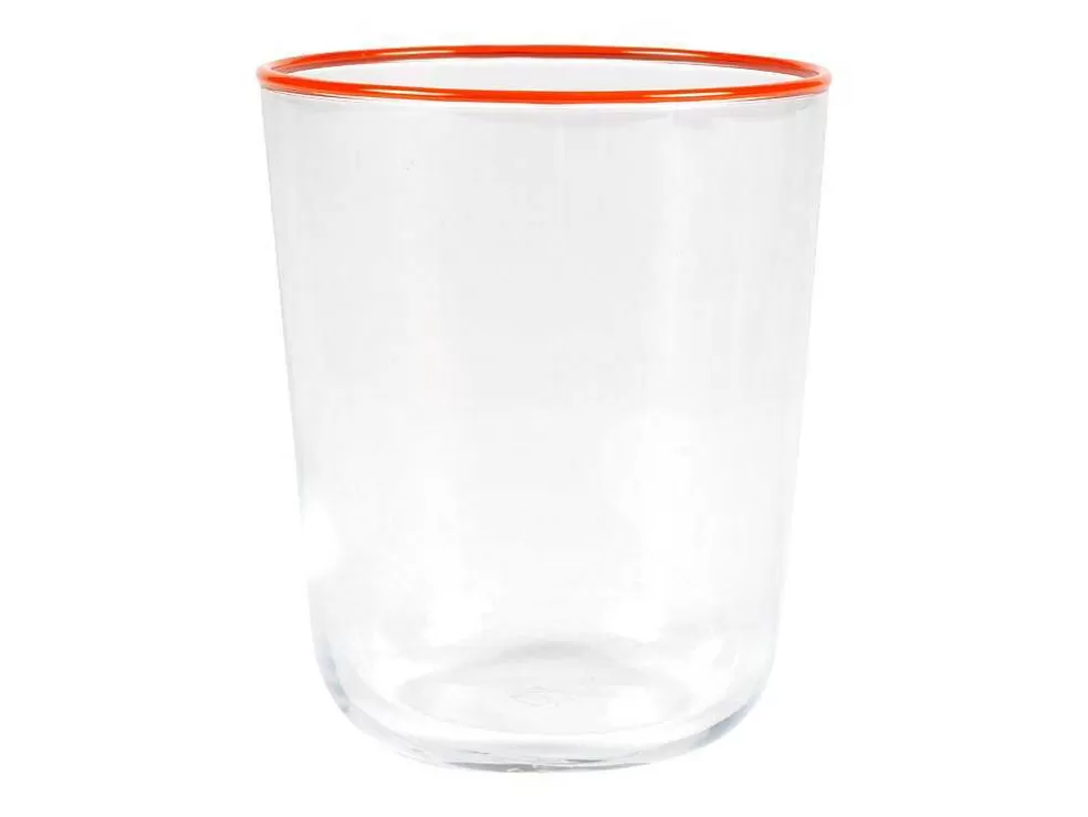 OZAIA Conjunto De 6 Copos De Agua Com Detalhe Em Laranja - 31,5 Cl - D. 8 X A. 9,5 Cm - Azuran* Louça E Utensílios De Cozinha
