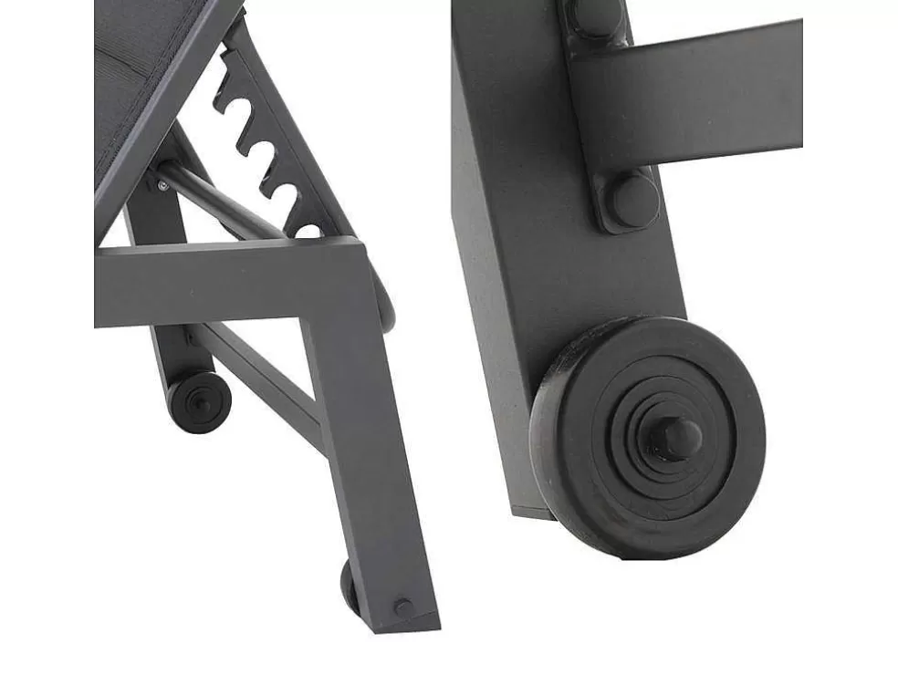 Happy Garden Conjunto De 2 Espreguiçadeiras Barbados Em Têxtileno Preto - Aluminio Cinzento Antracite* Espreguiçadeira
