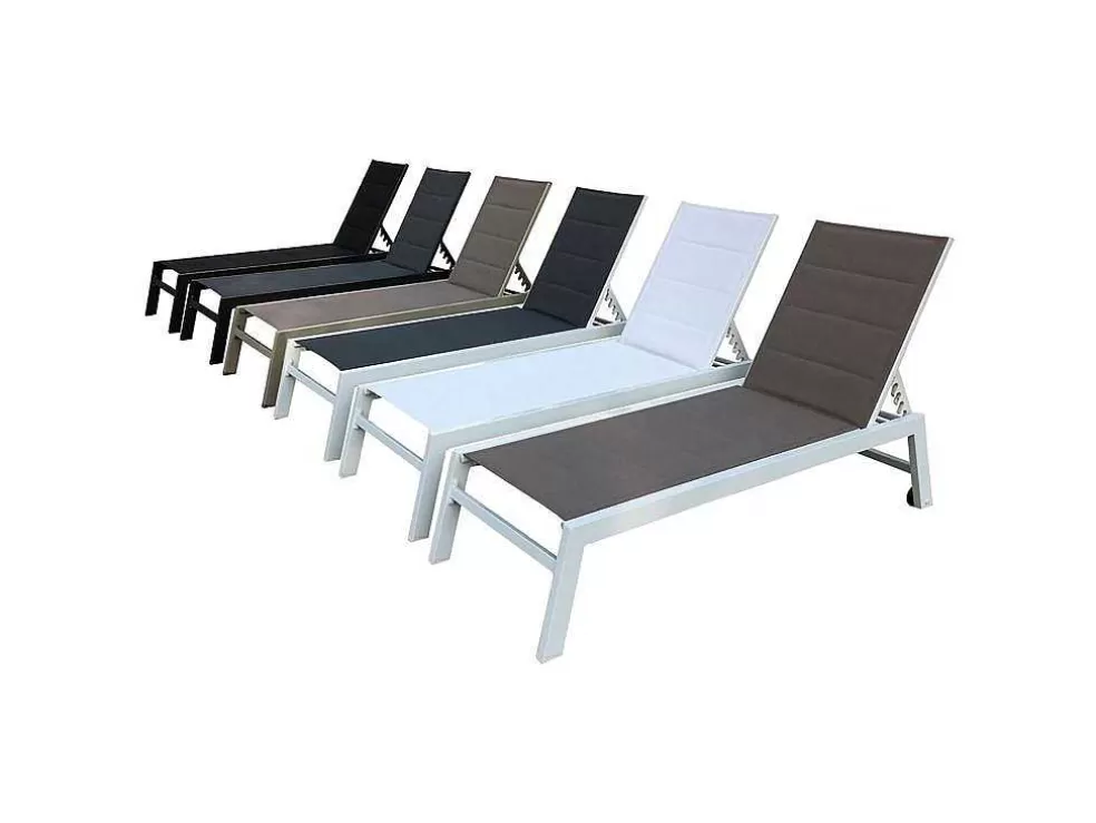 Happy Garden Conjunto De 2 Espreguiçadeiras Barbados Em Têxtileno Preto - Aluminio Cinzento Antracite* Espreguiçadeira