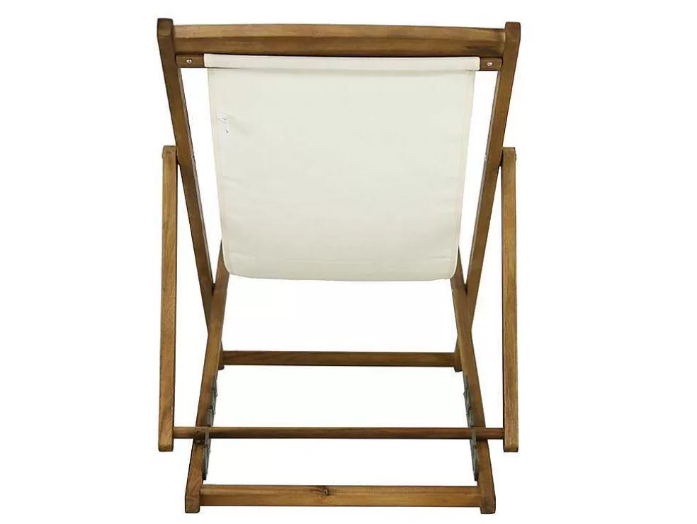 MYLIA Conjunto De 2 Espreguiçadeiras Chilenas Dobraveis Em Acacia Cor Branco E Natural - Prato* Espreguiçadeira