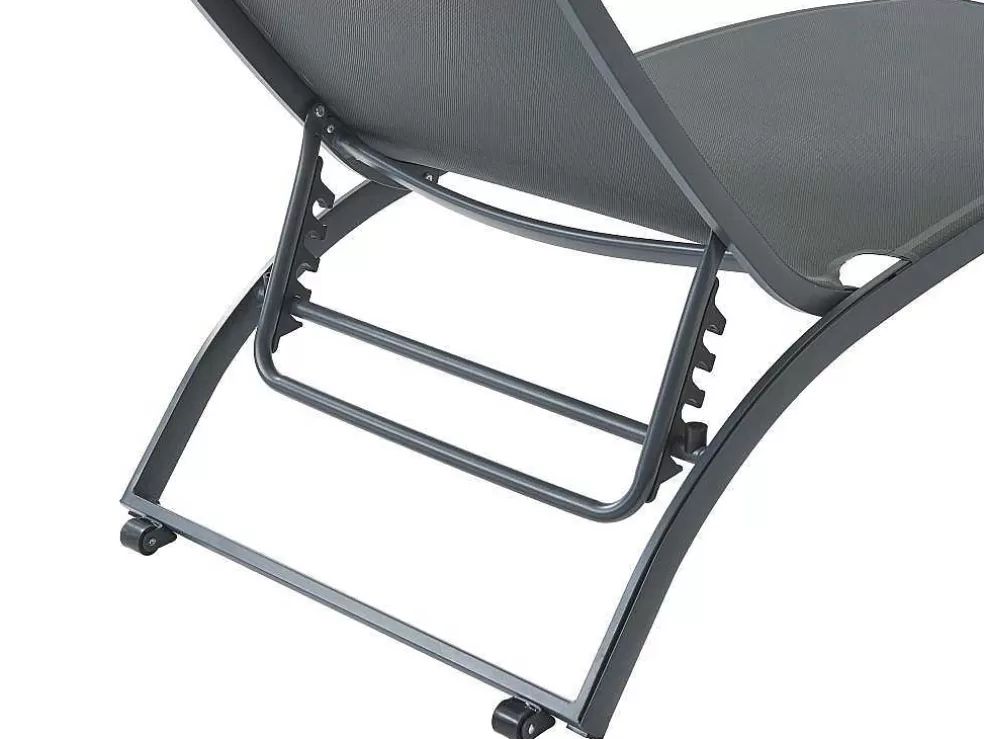 MYLIA Conjunto De 2 Espreguiçadeiras Com Varias Posicoes Aluminio E Têxtileno Antracite - Saranda De * Espreguiçadeira