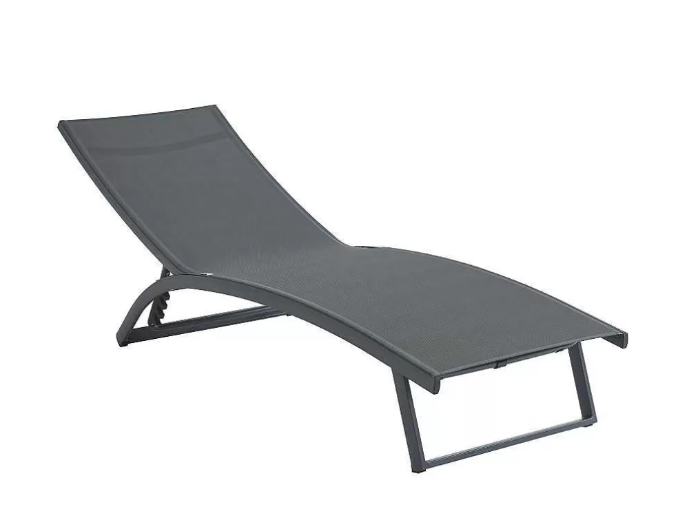 MYLIA Conjunto De 2 Espreguiçadeiras Com Varias Posicoes Aluminio E Têxtileno Antracite - Saranda De * Espreguiçadeira