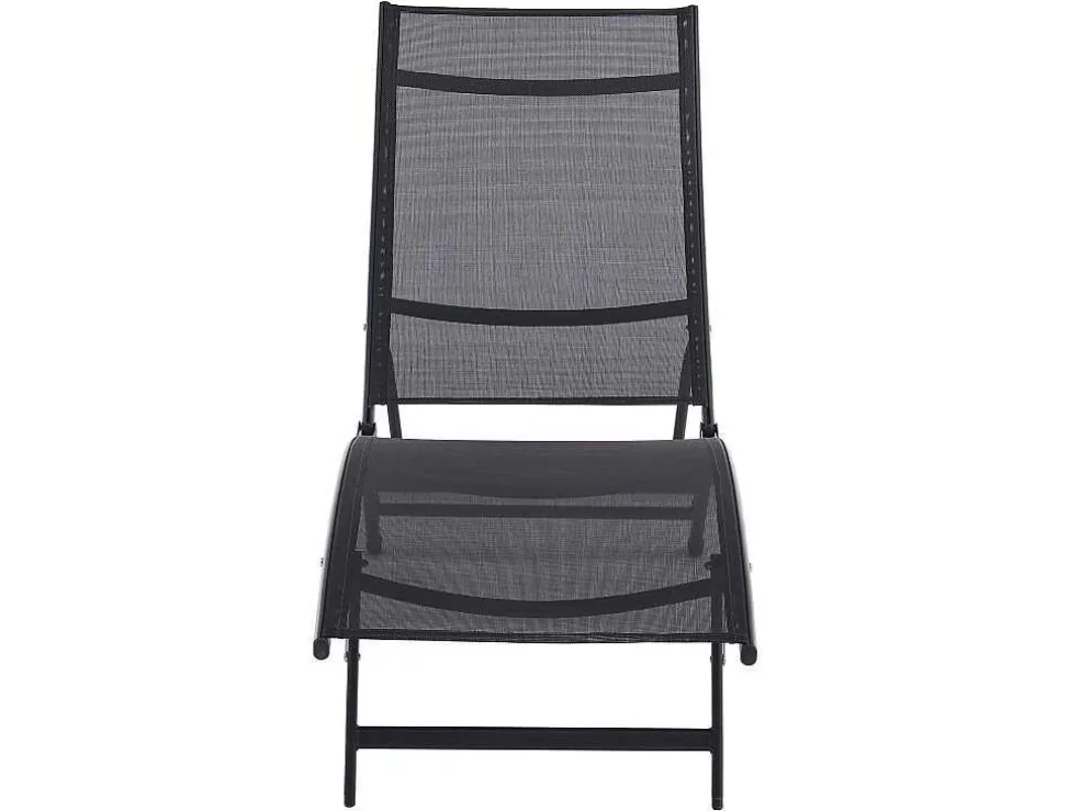 MYLIA Conjunto De 2 Espreguiçadeiras Empilhaveis Em Aluminio E Têxtileno Preto - Zensia* Espreguiçadeira