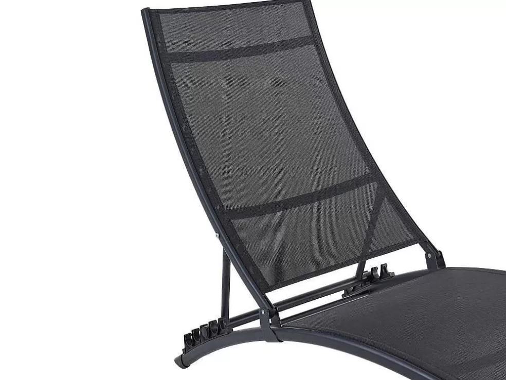 MYLIA Conjunto De 2 Espreguiçadeiras Empilhaveis Em Aluminio E Têxtileno Preto - Zensia* Espreguiçadeira