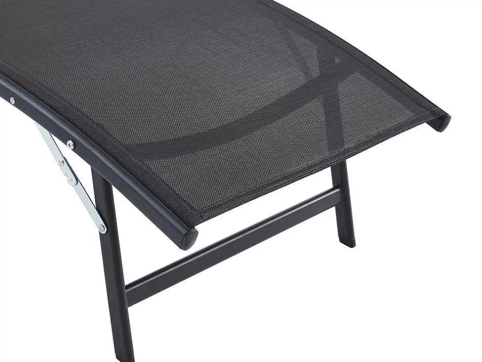 MYLIA Conjunto De 2 Espreguiçadeiras Empilhaveis Em Aluminio E Têxtileno Preto - Zensia* Espreguiçadeira