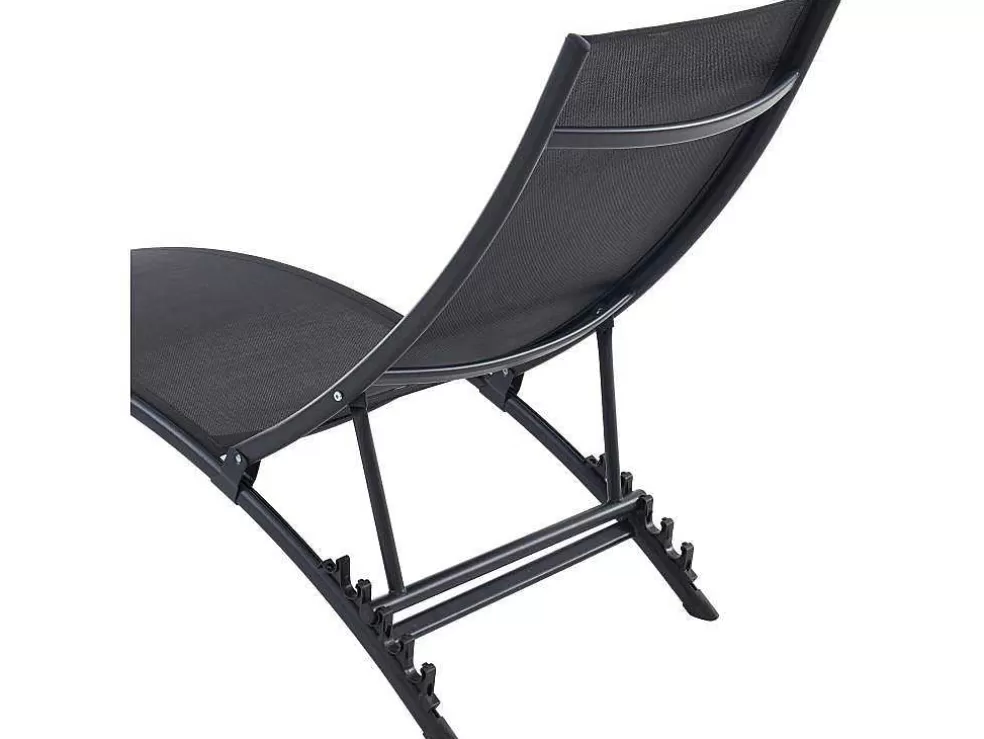 MYLIA Conjunto De 2 Espreguiçadeiras Empilhaveis Em Aluminio E Têxtileno Preto - Zensia* Espreguiçadeira