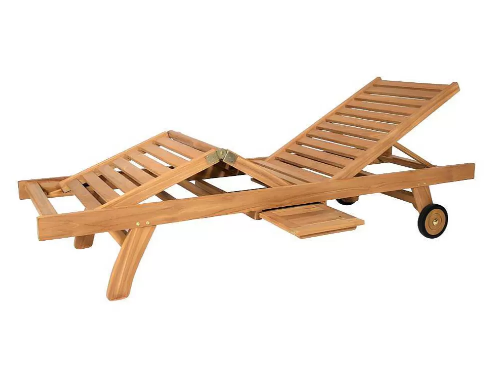 MYLIA Conjunto De 2 Espreguiçadeiras Multiposicoes Teca Natural Claro - Byblos Ii De * Espreguiçadeira