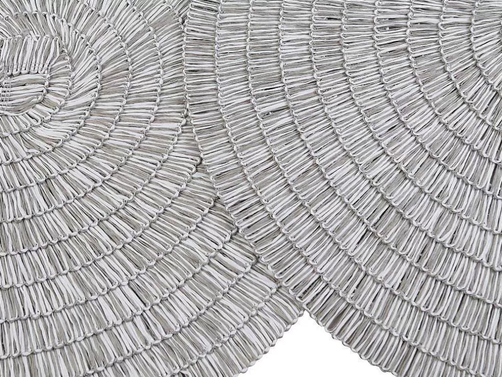 OZAIA Conjunto De 6 Individuais De Mesa Redondos Em Papel Entrancado, Cinzento E Branco - Fylat* Têxteis De Mesa