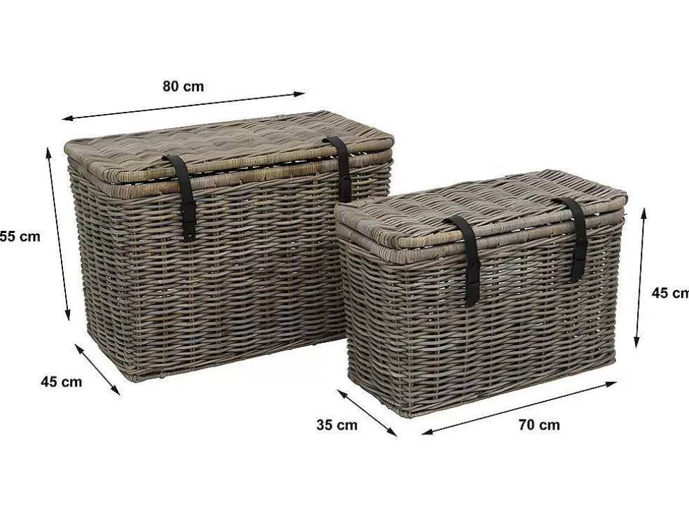 OZAIA Conjunto De 2 Malas Em Kubu De C80 X L45 X A55 Cm E C70 X L35 X A45 Cm Cor Cinza Natural - Nefta* Acessórios De Arrumação
