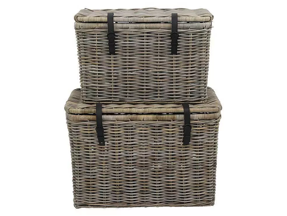 OZAIA Conjunto De 2 Malas Em Kubu De C80 X L45 X A55 Cm E C70 X L35 X A45 Cm Cor Cinza Natural - Nefta* Acessórios De Arrumação
