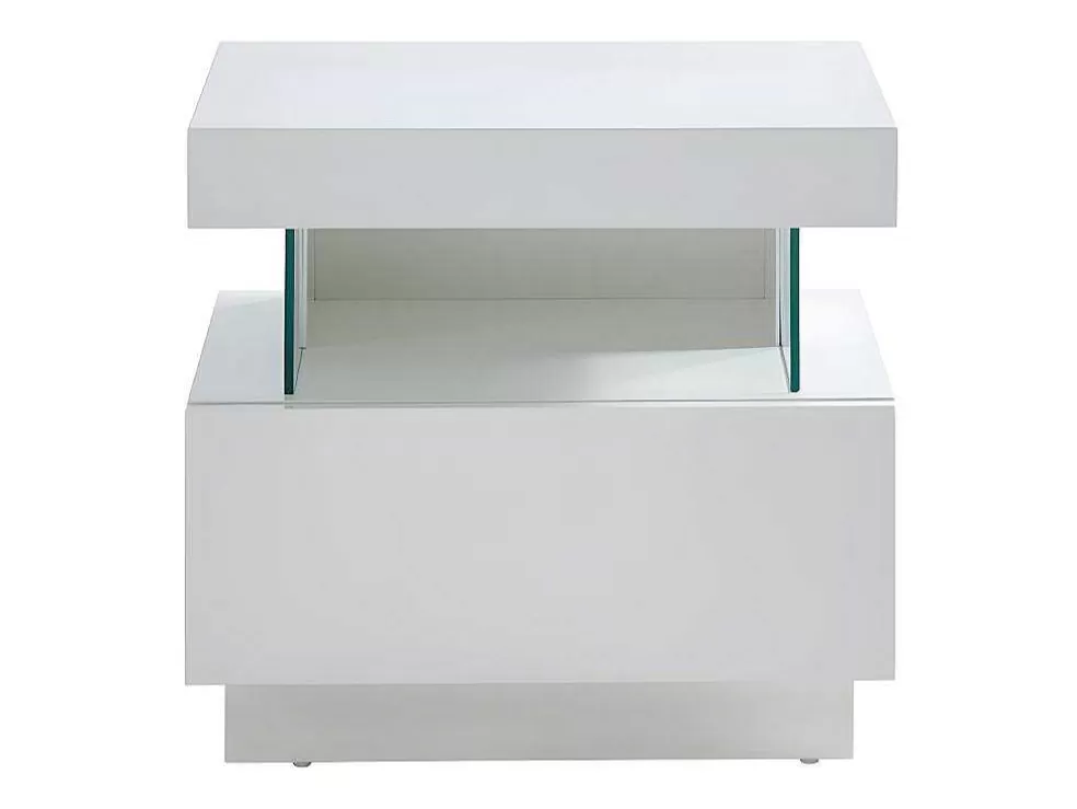 Vente-unique Conjunto De 2 Mesas De Cabeceira Com 1 Gaveta E 1 Prateleira, Leds, Mdf Lacado A Branco - Fabio Ii* Mesa De Cabeceira