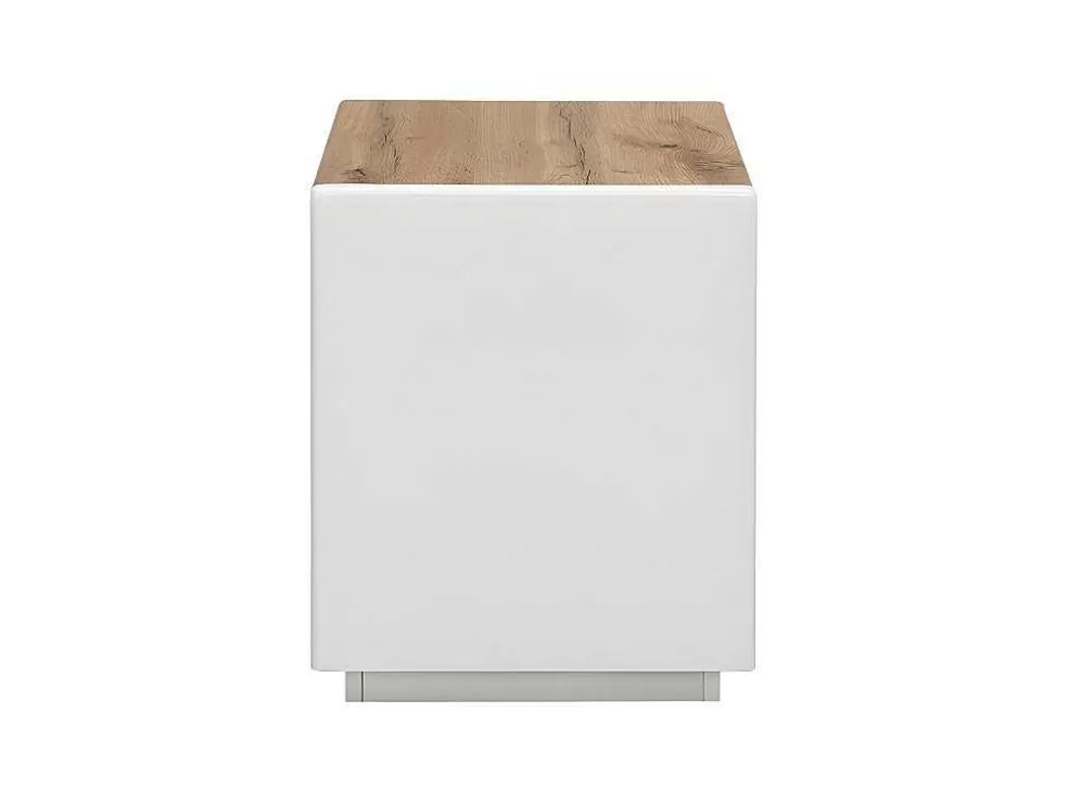 Vente-unique Conjunto De 2 Mesas De Cabeceira Com 1 Gaveta E 1 Prateleira Mdf Lacado A Branco E Carvalho - Amani* Mesa De Cabeceira