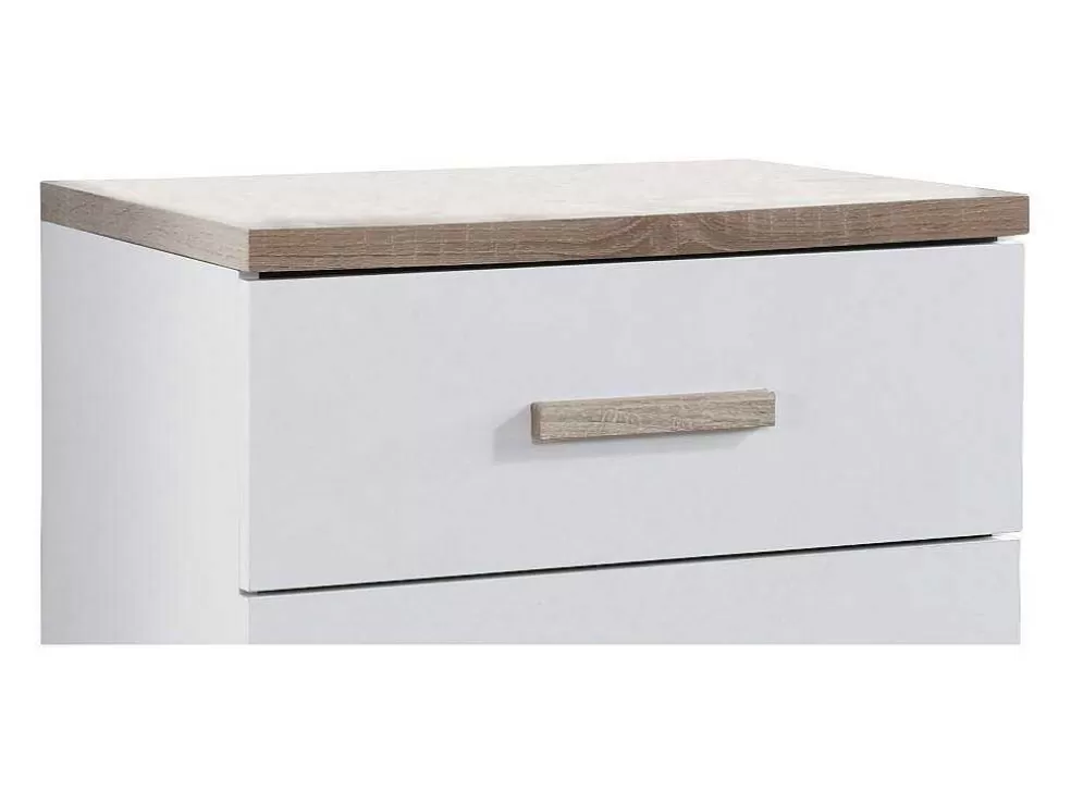 Vente-unique Conjunto De 2 Mesas De Cabeceira Com 2 Gavetas Branco E Natural - Skaido* Móvel Para Quarto De Crianças