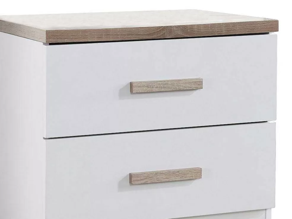 Vente-unique Conjunto De 2 Mesas De Cabeceira Com 2 Gavetas Branco E Natural - Skaido* Móvel Para Quarto De Crianças