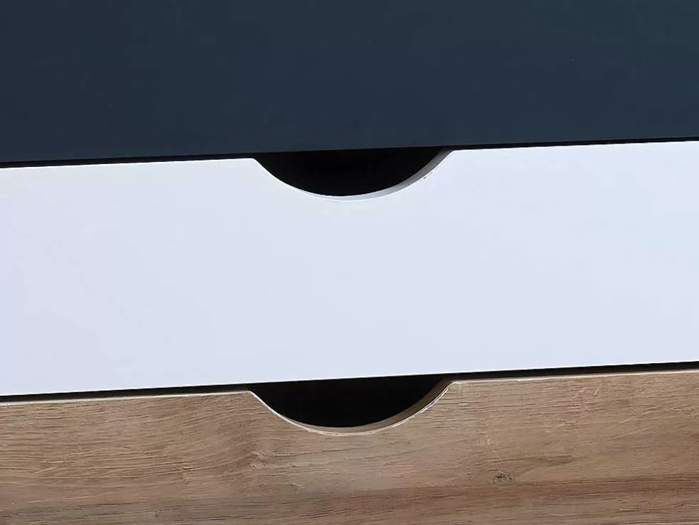 Vente-unique Conjunto De 2 Mesas De Cabeceira Com 3 Gavetas Cores Natural, Branco E Azul-Marinho - Lurvia* Móvel Para Quarto De Crianças
