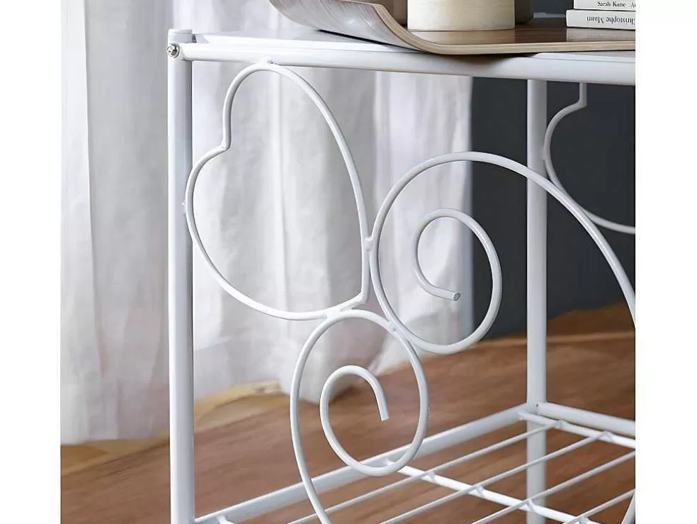 Vente-unique Conjunto De 2 Mesas De Cabeceira Romanticas, 1 Prateleira, Metal Branco - Vivian* Mesa De Cabeceira