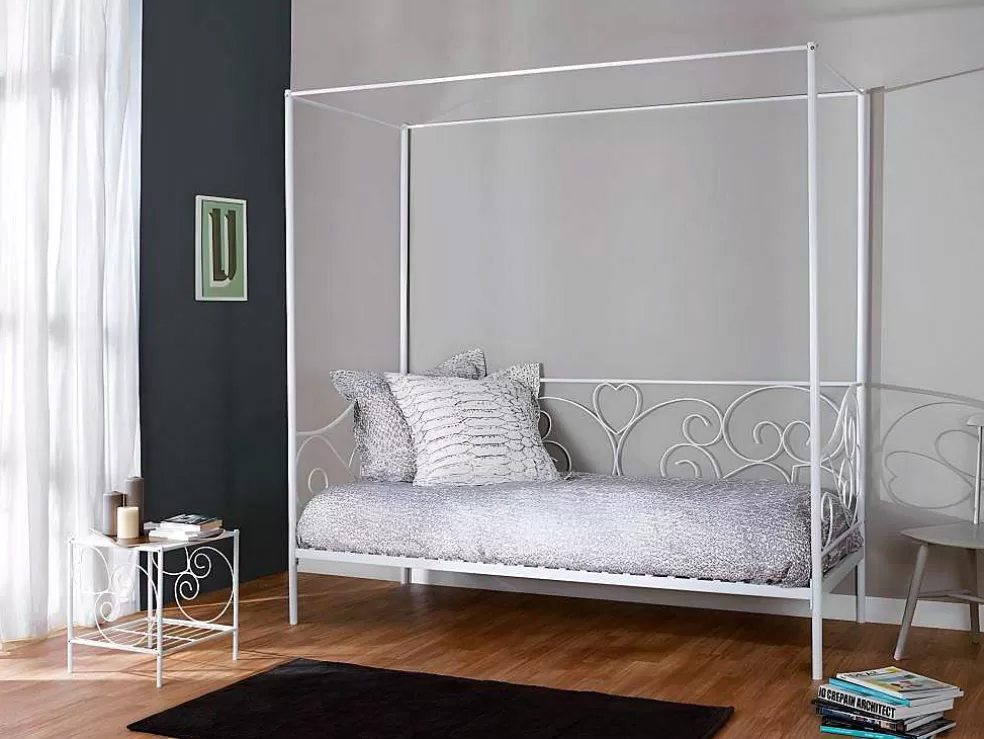 Vente-unique Conjunto De 2 Mesas De Cabeceira Romanticas, 1 Prateleira, Metal Branco - Vivian* Mesa De Cabeceira
