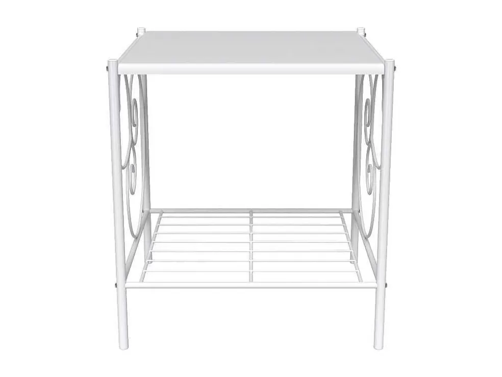 Vente-unique Conjunto De 2 Mesas De Cabeceira Romanticas, 1 Prateleira, Metal Branco - Vivian* Mesa De Cabeceira