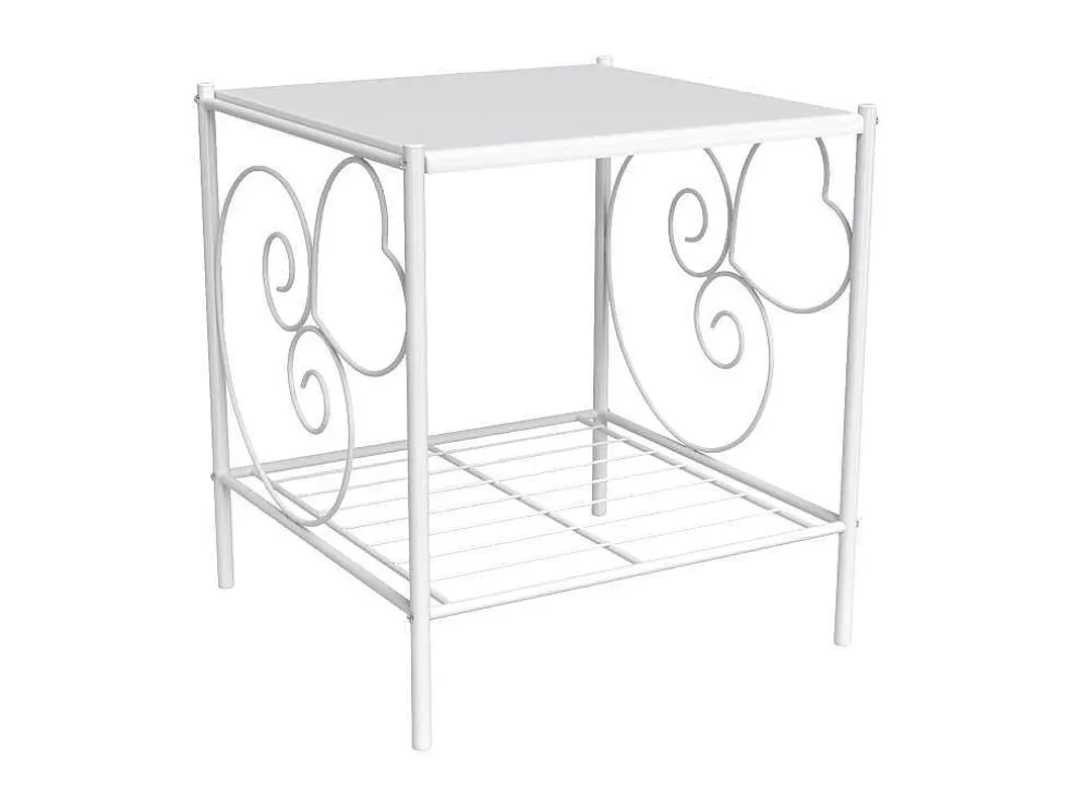 Vente-unique Conjunto De 2 Mesas De Cabeceira Romanticas, 1 Prateleira, Metal Branco - Vivian* Mesa De Cabeceira