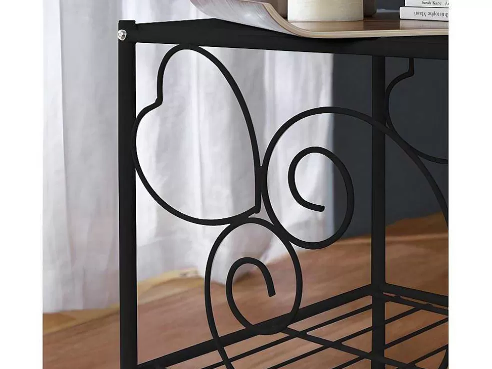 Vente-unique Conjunto De 2 Mesas De Cabeceira Romanticas, 1 Prateleira, Metal Preto - Vivian* Móvel Para Quarto De Crianças
