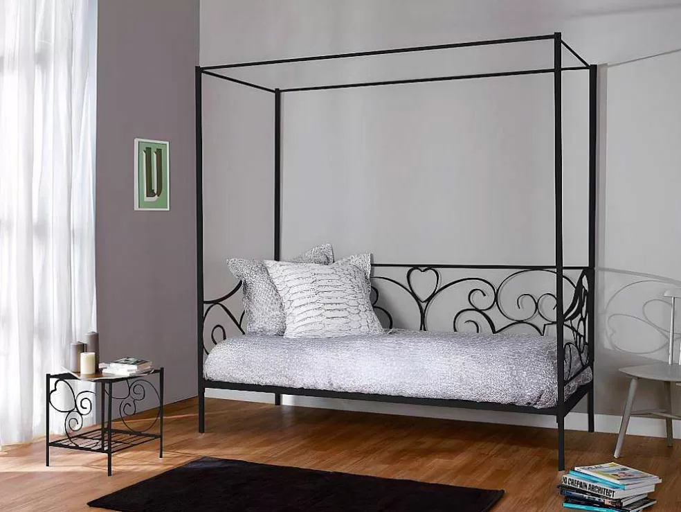 Vente-unique Conjunto De 2 Mesas De Cabeceira Romanticas, 1 Prateleira, Metal Preto - Vivian* Móvel Para Quarto De Crianças